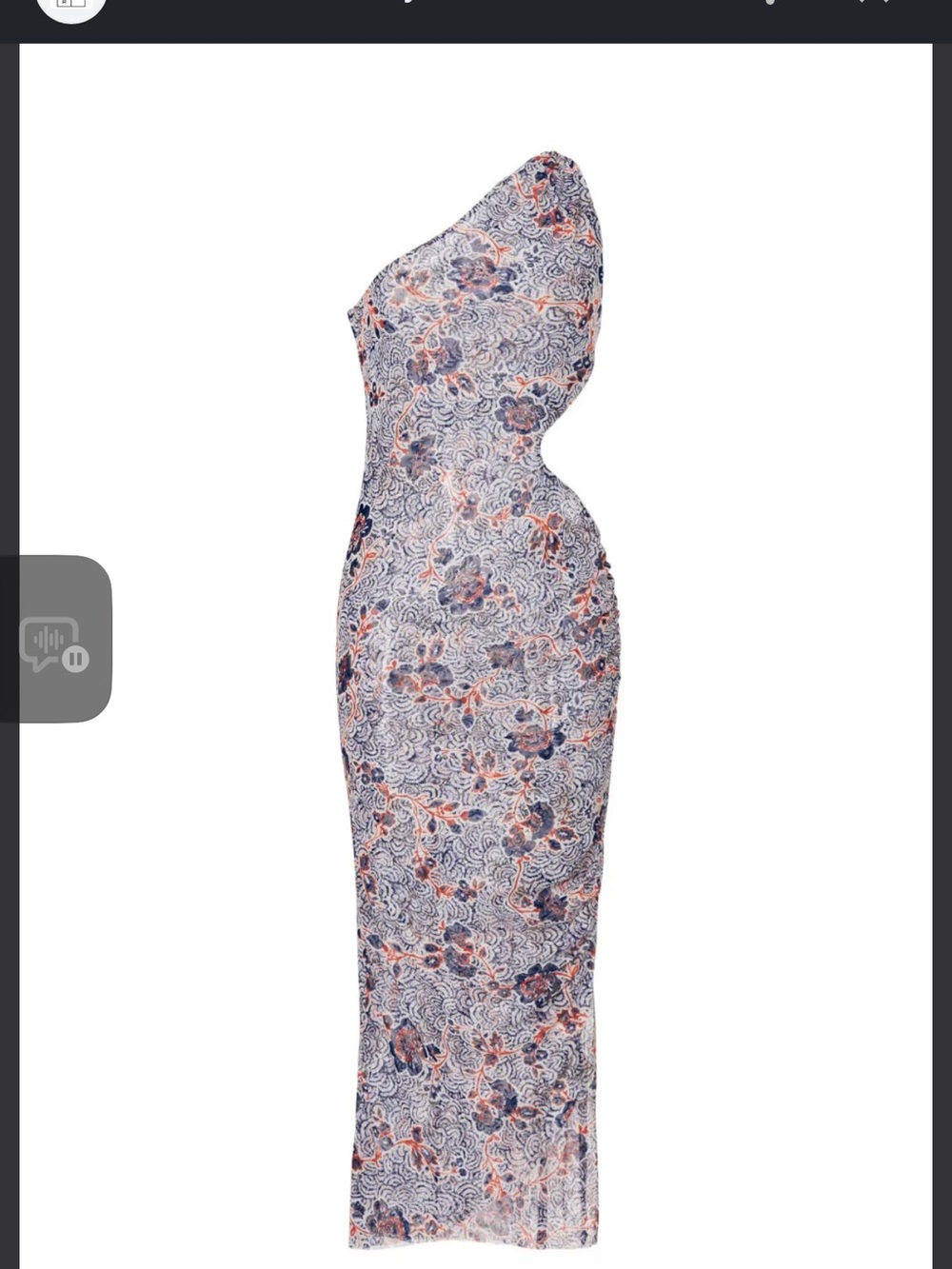Misa Los Angeles One-Shoulder Floral Column Maxi Dress in Navy and Coral